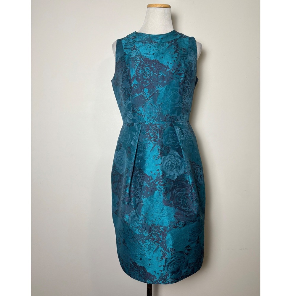 Carmen Marc Valvo Floral Jacquard Sheath Dress 8 Classic Wedding Cocktail‎ Party